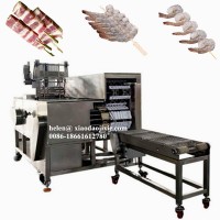 Big capacity Vannamei shrimp seafood kebab skewer machine, kebab skewering making machine